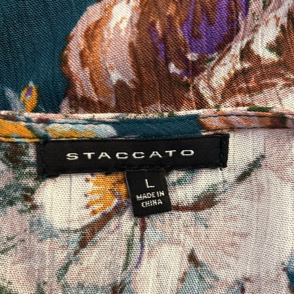 Staccato Green Boho Floral Long Sleeve Flowy Top Size Large - Picture 5 of 6